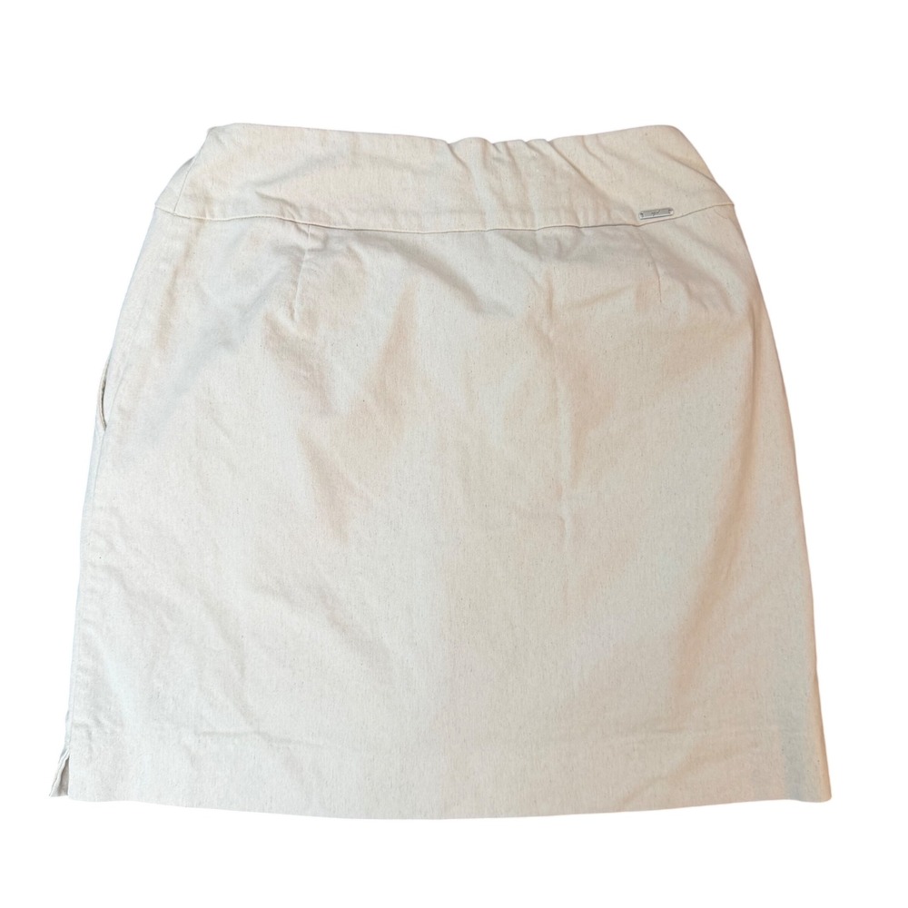 Up! Skort Linen Blend Pull On Oatmeal Beige Preppy GolfCore Tennis Active Sz 6